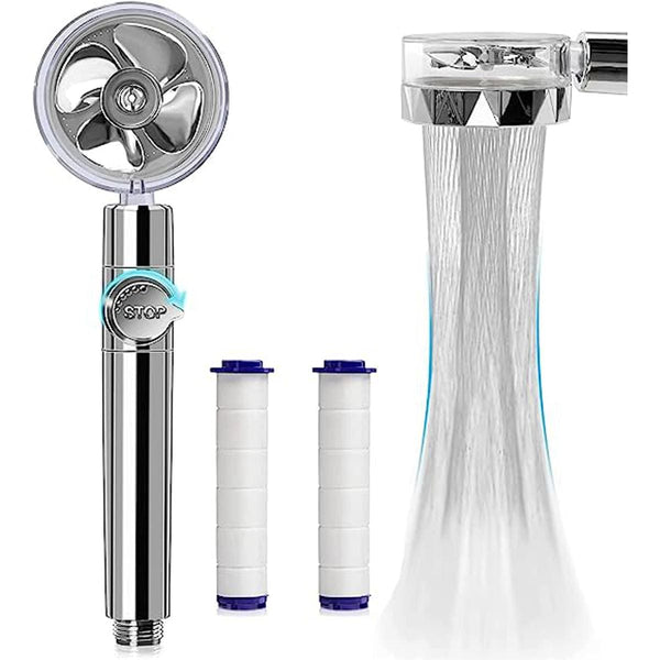 Handheld Turbocharged Pressure Propeller Shower with Adjustable water flow and filter